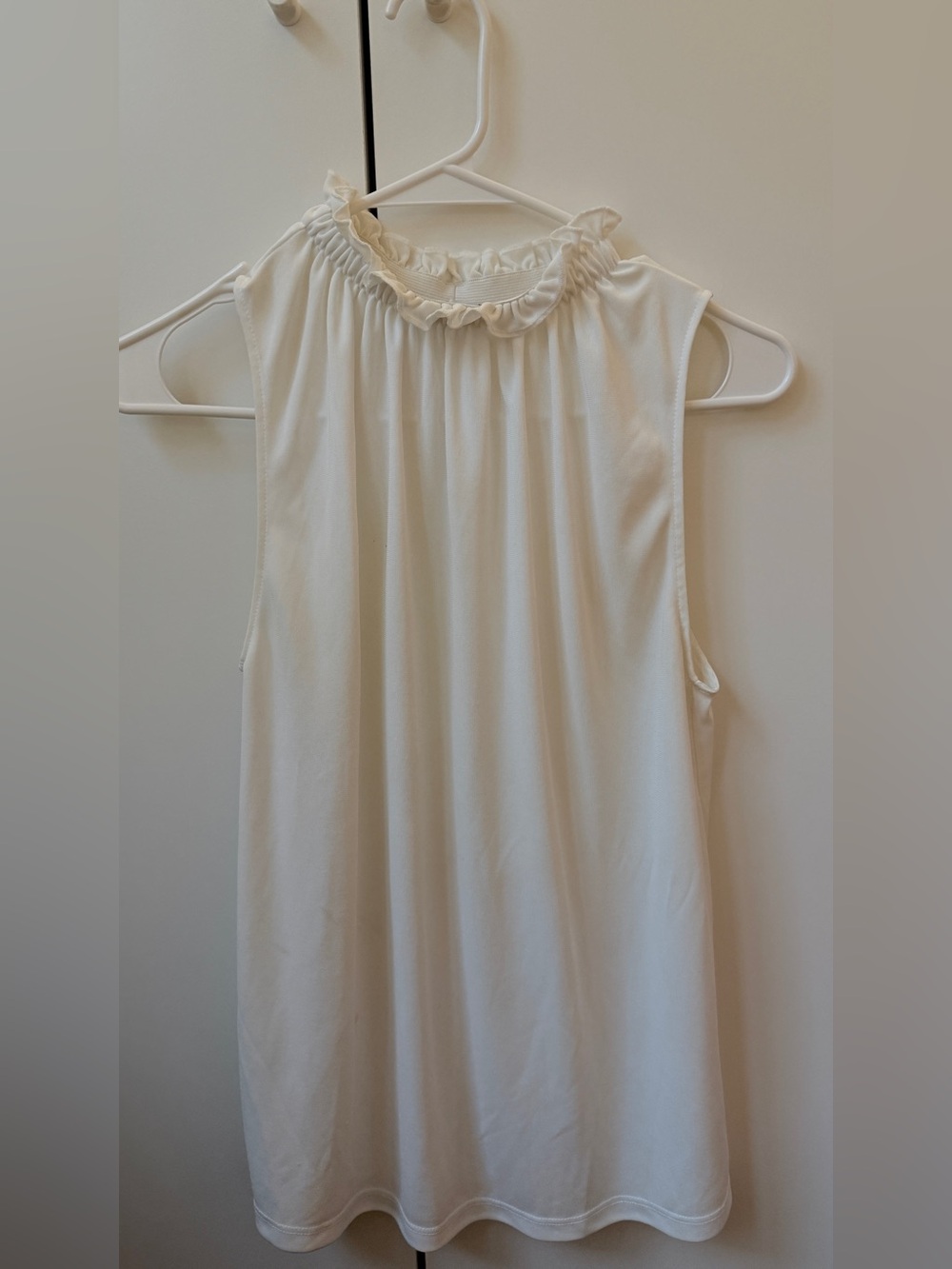 Zara Cream Ruffle-Neck Sleeveless Camisole